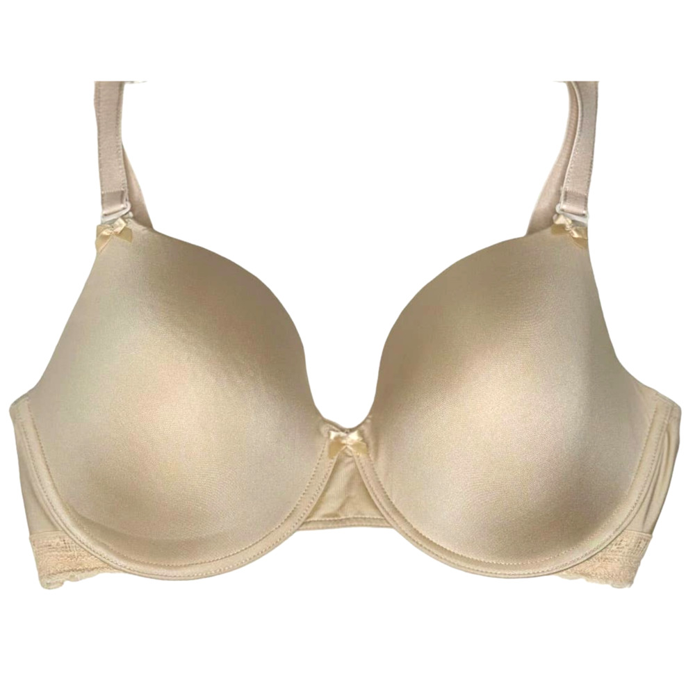 Felina 36DDD Light Beige T-Shirt Bra No-Show Cups Soft Straps 3 Hooks Lace B21